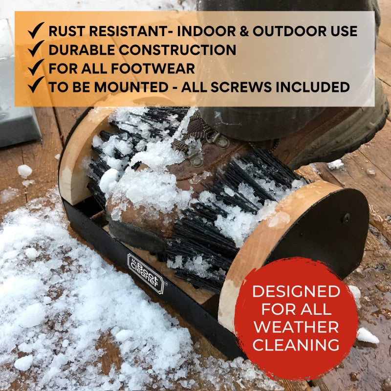 Mr. Boot Cleaner Heavy Duty Wooden Shoe Brush Cleaner Outdoor Floor Mount or Portable, Commercial Boot Scraper/Scrubber with Hardware - Image 1